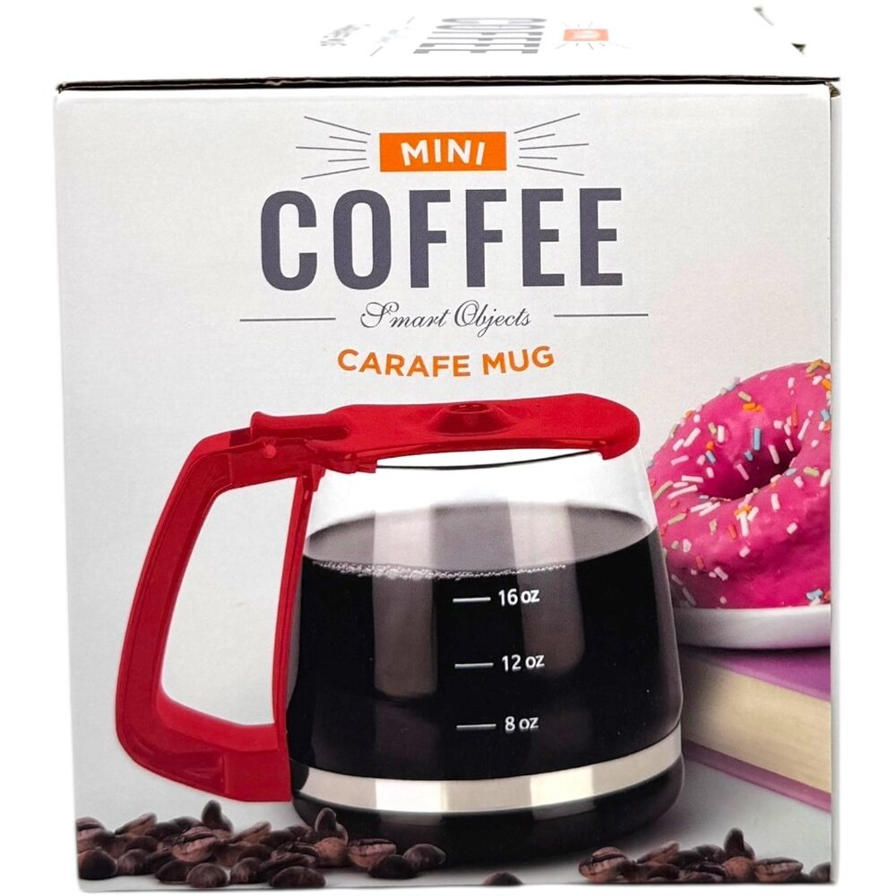 Red Mini Coffee Carafe Mug Holiday Gift Retro Cup 16oz Stocking Stuffer Festive - Picture 5 of 11